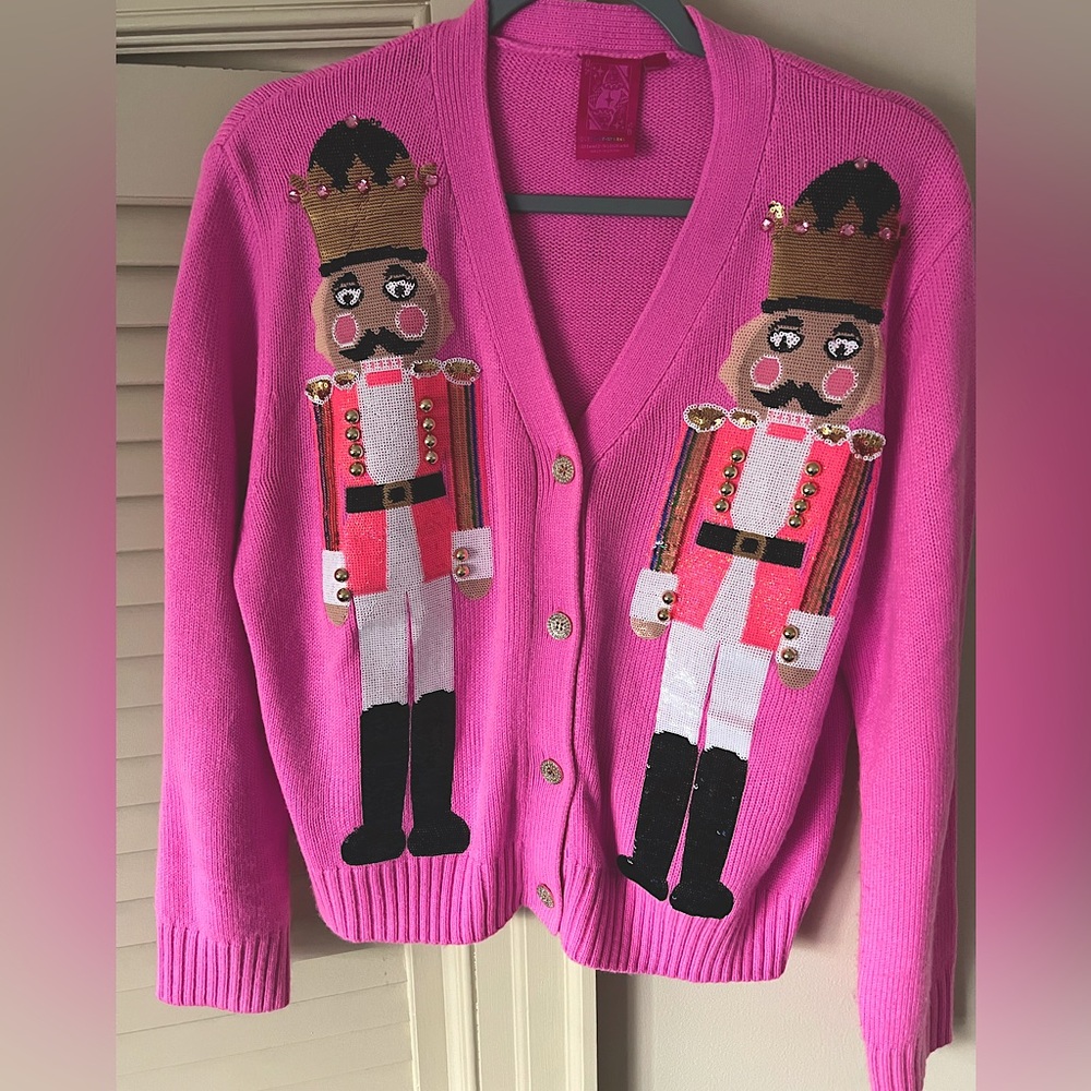 Queen of sparkles pink nutcracker cardigan XS